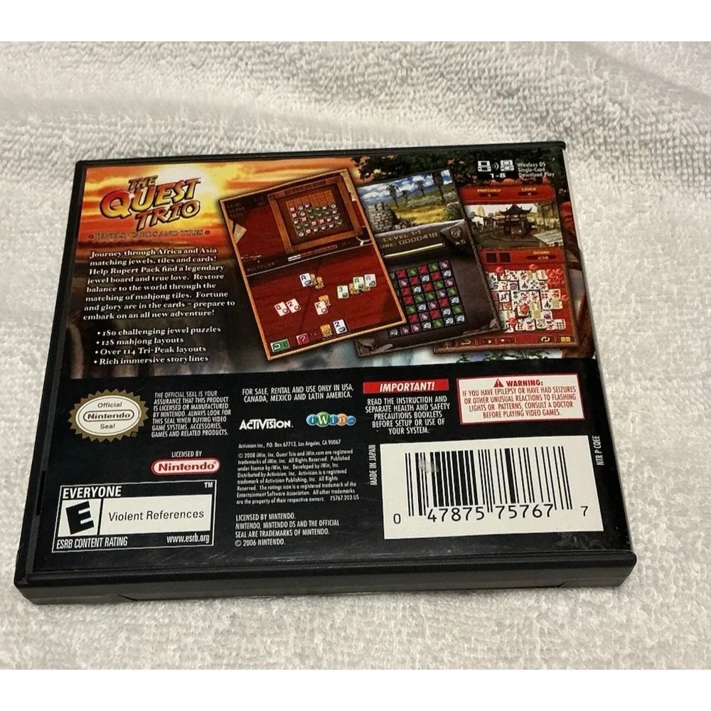 Quest Trio: Jewels, Cards and Tiles (Nintendo DS, 2008) Untested